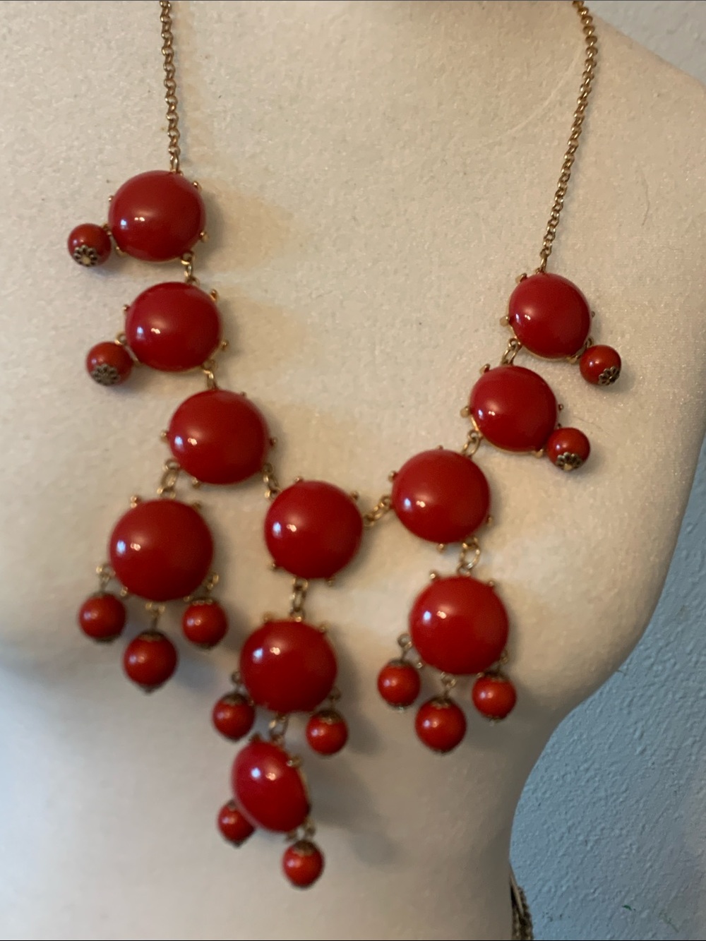 Red Statement Bib Necklace - Unbranded
